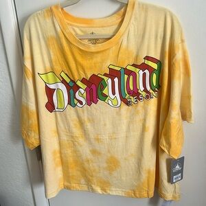 Disneyland Resort Crop Top Shirt Yellow Tie-Dyed (NWT) (Size 2X)